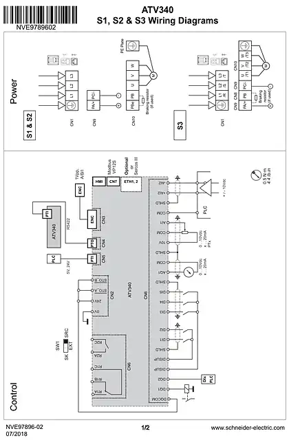 schneider施耐德ATV340 Wiring Diagrams for Frame Sizes S1_ S2_ S3